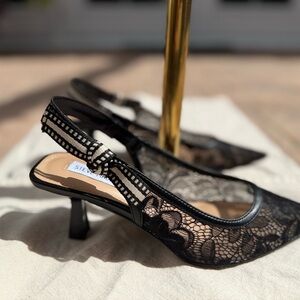 Steve Madden Black Lace Kitten Heels